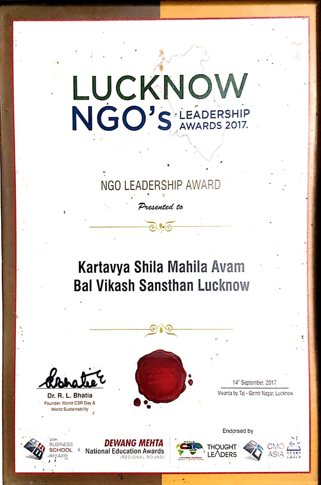 Lucknow NGO Leadership Award 2017